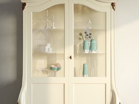  欧式陈列柜摆件组合3d模型 