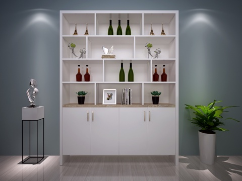  现代酒柜 北欧酒柜 现代盆栽 现代装饰品3d模型 