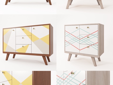  现代边柜柜子模型3d模型 