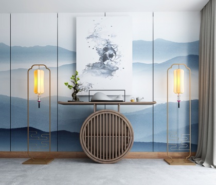  新中式玄关柜端景柜3d模型 