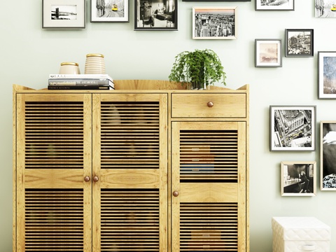  北欧鞋柜相框鞋子饰品模型3d模型 