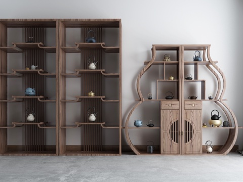  新中式博古架装饰柜3d模型 