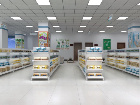  现代风格药品店3d模型 