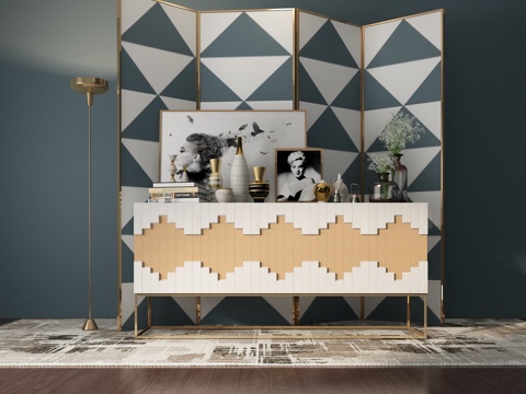  北欧 装饰柜 屏风 饰品摆件3d模型 