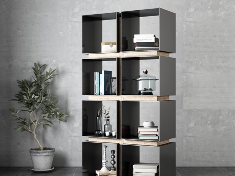  工业风钢制书架3d模型 