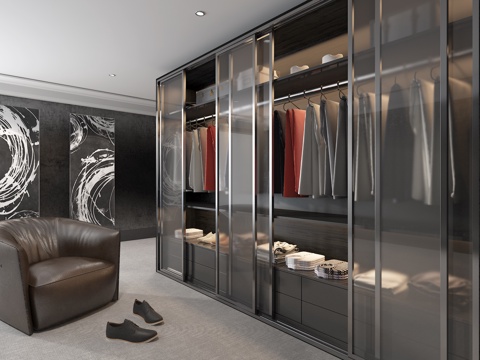  现代衣柜 衣橱3d模型 