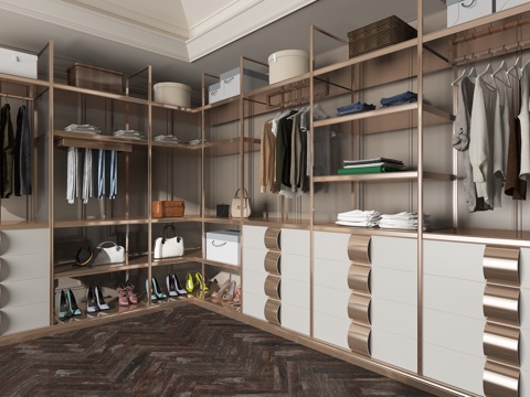  欧式简约衣柜 服装3d模型 