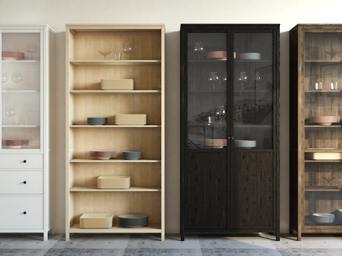  现代简约陈列柜摆件组合3d模型 