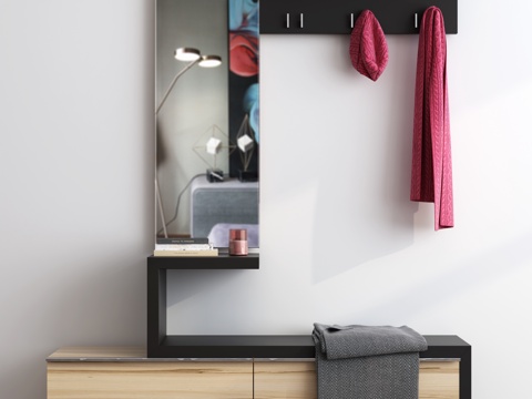  现代简约鞋柜3d模型 