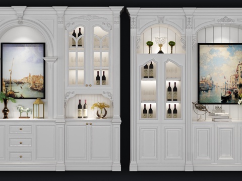  欧式酒柜组合3d模型 