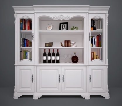  经典欧式书柜酒柜3d模型 