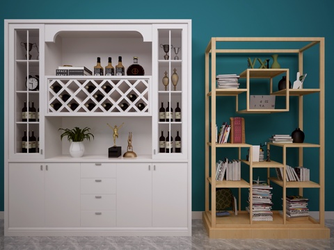  欧式简约酒柜 书架3d模型 