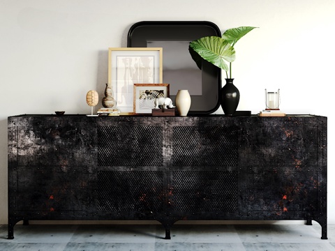  工业风装饰柜摆件组合3d模型 