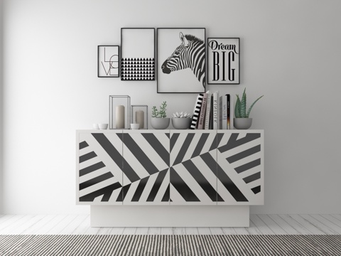  现代装饰柜摆件3d模型 