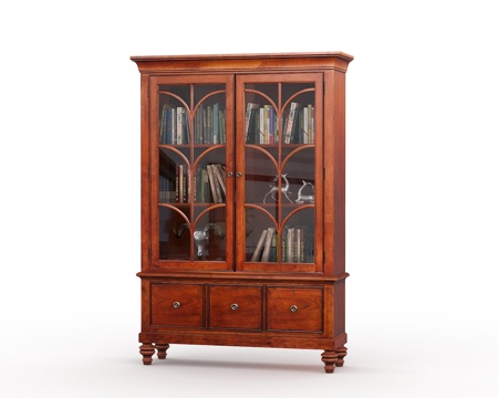  美式书柜饰品组合3d模型 