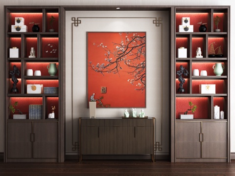  新中式装饰柜3d模型 