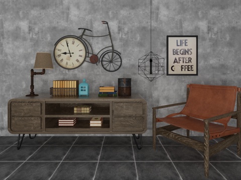  工业风装饰柜3d模型 