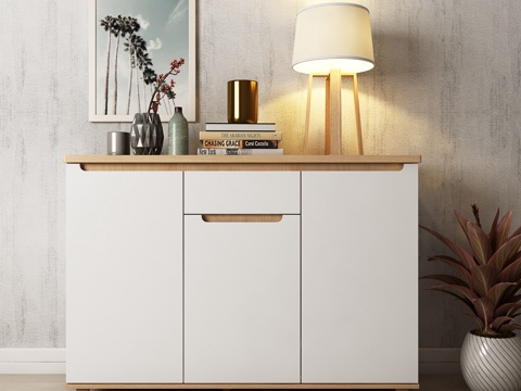  北欧现代鞋柜 边柜 灯具 饰品地毯模型3d模型 