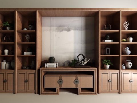  新中式装饰柜3d模型 