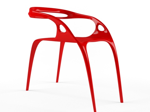  现代极简休闲椅 塑料异形椅 户外椅单椅su模型 