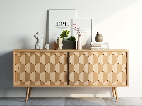  现代装饰柜 摆件组合3d模型 