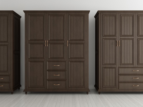  美式田园衣柜3d模型 