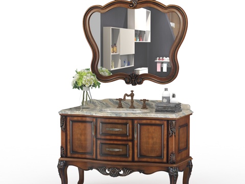  欧式古典浴室柜镜组合3d模型 