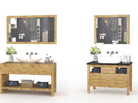  北欧浴室柜组合3d模型 