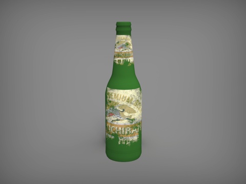  酒瓶  啤酒瓶  綠瓶子  玻璃瓶3d模型 
