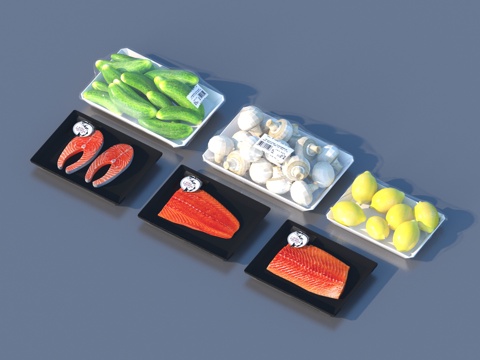  肉 冷鲜肉 蔬菜 食物su模型 