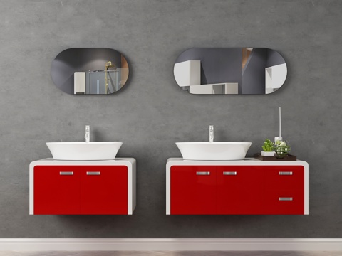  现代简约浴室柜组合3d模型 