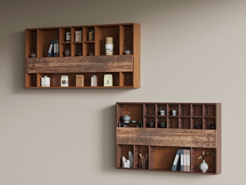  新中式柜子 茶柜 壁挂柜3d模型 