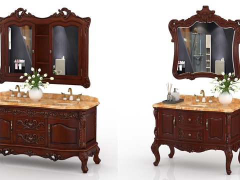  欧式古典浴室柜组合3d模型 