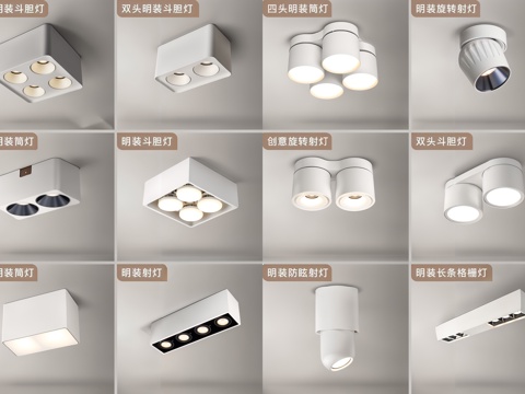  現(xiàn)代筒燈射燈軌道燈3d模型 
