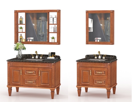  美式浴室柜组合3d模型 