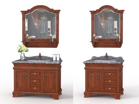  美式浴室柜组合3d模型 