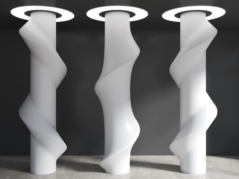  现代异形柱子 扭曲圆柱子 圆形装饰柱子 异形柱子 室内柱子su模型 