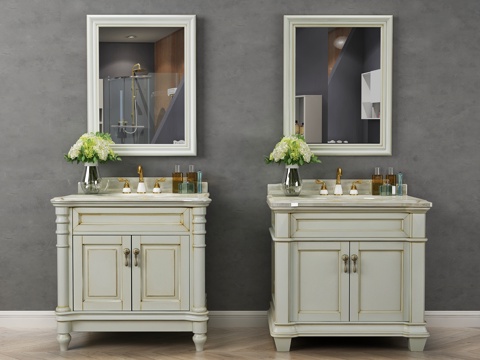  美式浴室柜组合3d模型 