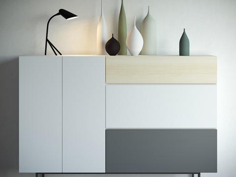  现代装饰柜 摆件组合3d模型 