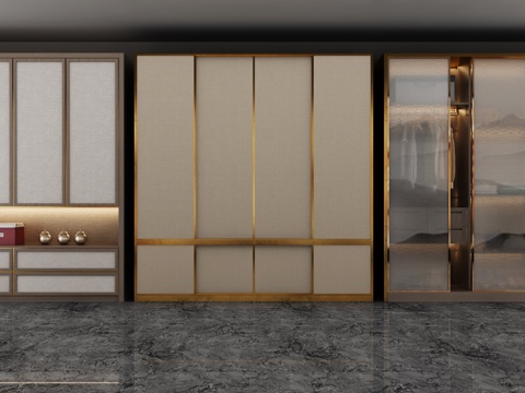  新中式 衣柜 柜子3d模型 