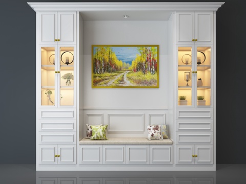  美式酒柜模型3d模型 