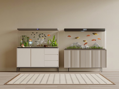  现代鱼缸 水族箱3d模型 