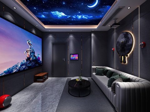  现代影音室 星空顶3d模型 