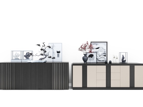  新中式装饰柜子3d模型 