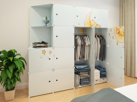  现代2018新款现代简约北欧衣柜3d模型 