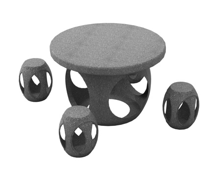  新中式石桌椅  石桌石凳 户外石头桌椅组合su模型 