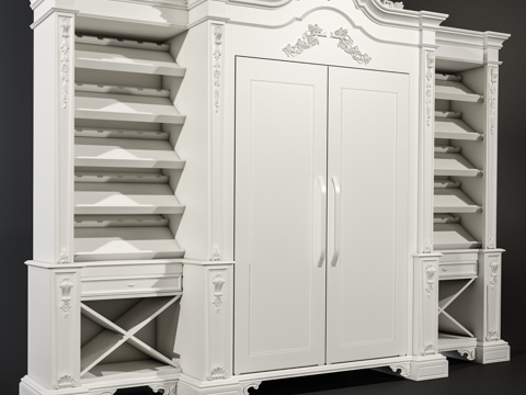  欧式衣柜酒柜组合3d模型 