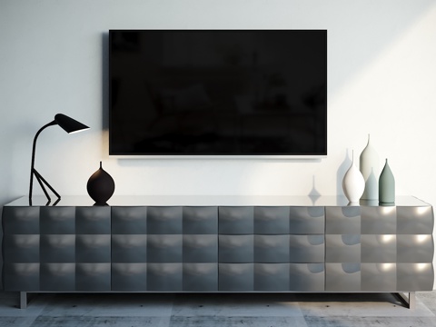  现代电视柜 摆件组合3d模型 