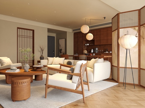  宋氏中古風(fēng)客餐廳 沙發(fā)茶幾組合 餐桌椅組合  飾品擺件 臺(tái)燈3d模型 