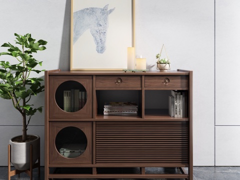  北欧实木装饰柜现代简约边柜3d模型 